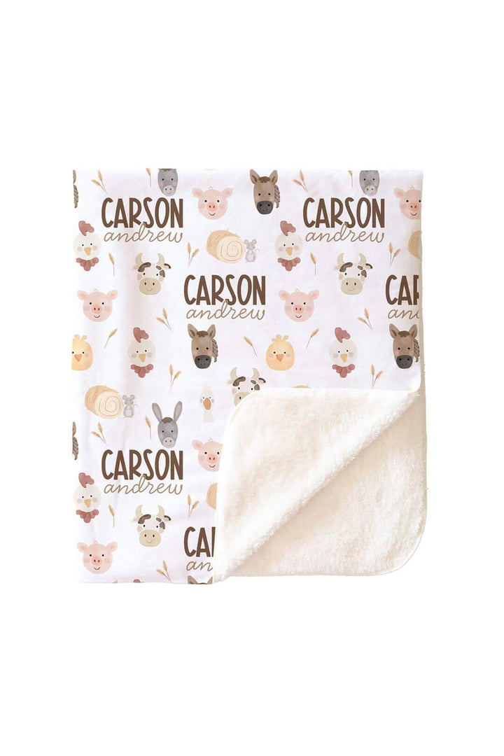 barnyard buddies personalized sherpa blanket 