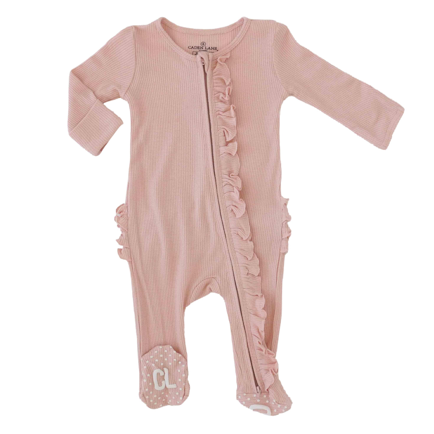 pink zipper footie for babies 