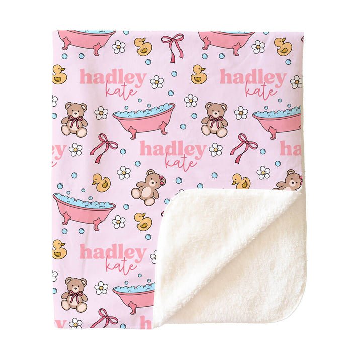 Bathtime Besties Personalized Kids Blanket | Pink
