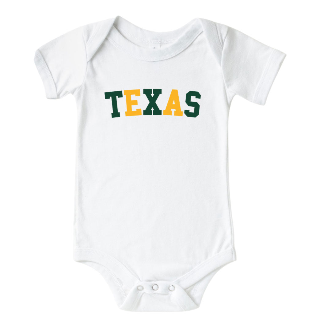 green and yellow texas onesie baylor 