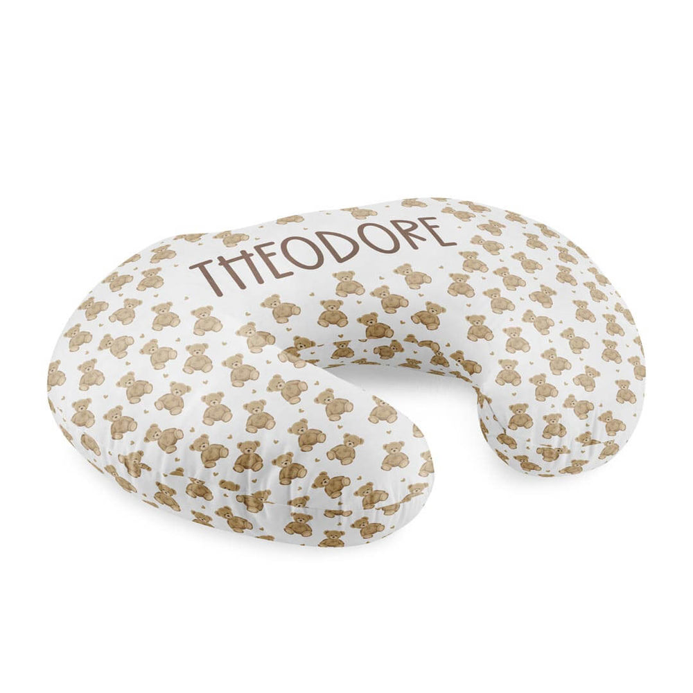 teddy bear and heart personalized nursing pillow cover 