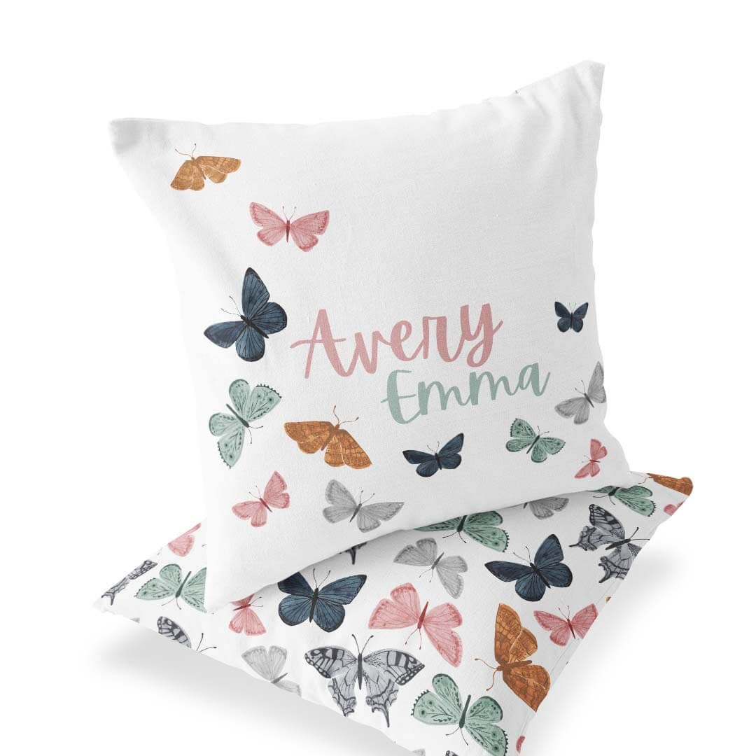 bentley's butterfly personalized throw pillow 