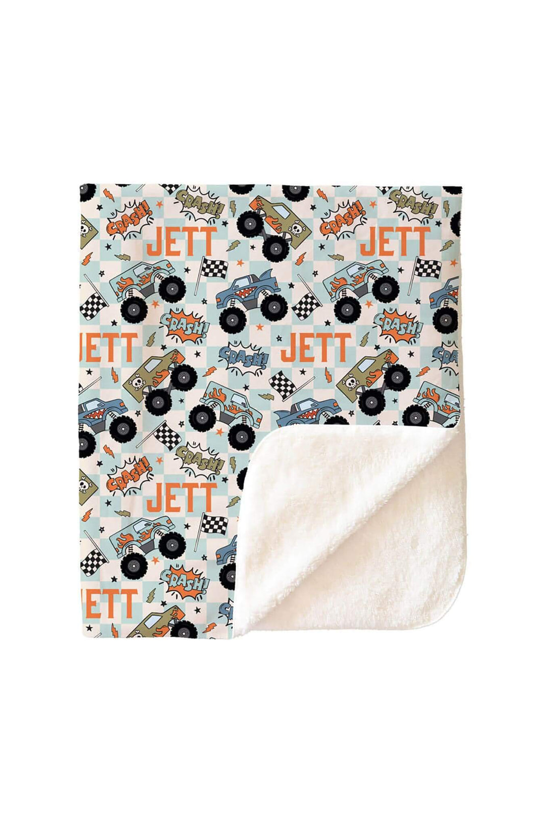 big wheelin personalized sherpa blanket