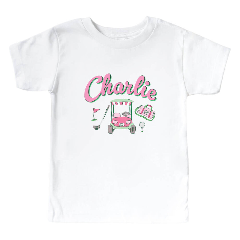 pink golf personalized kids tee