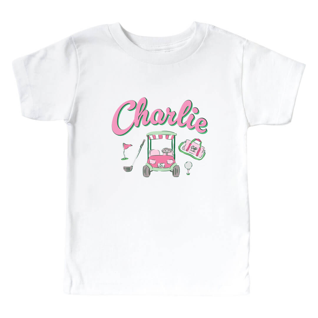pink golf personalized kids tee