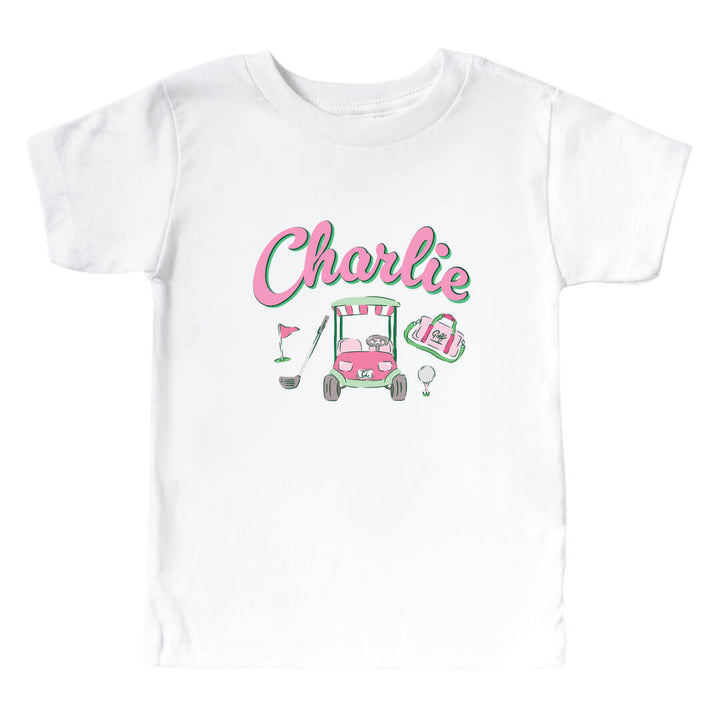 pink golf personalized kids tee