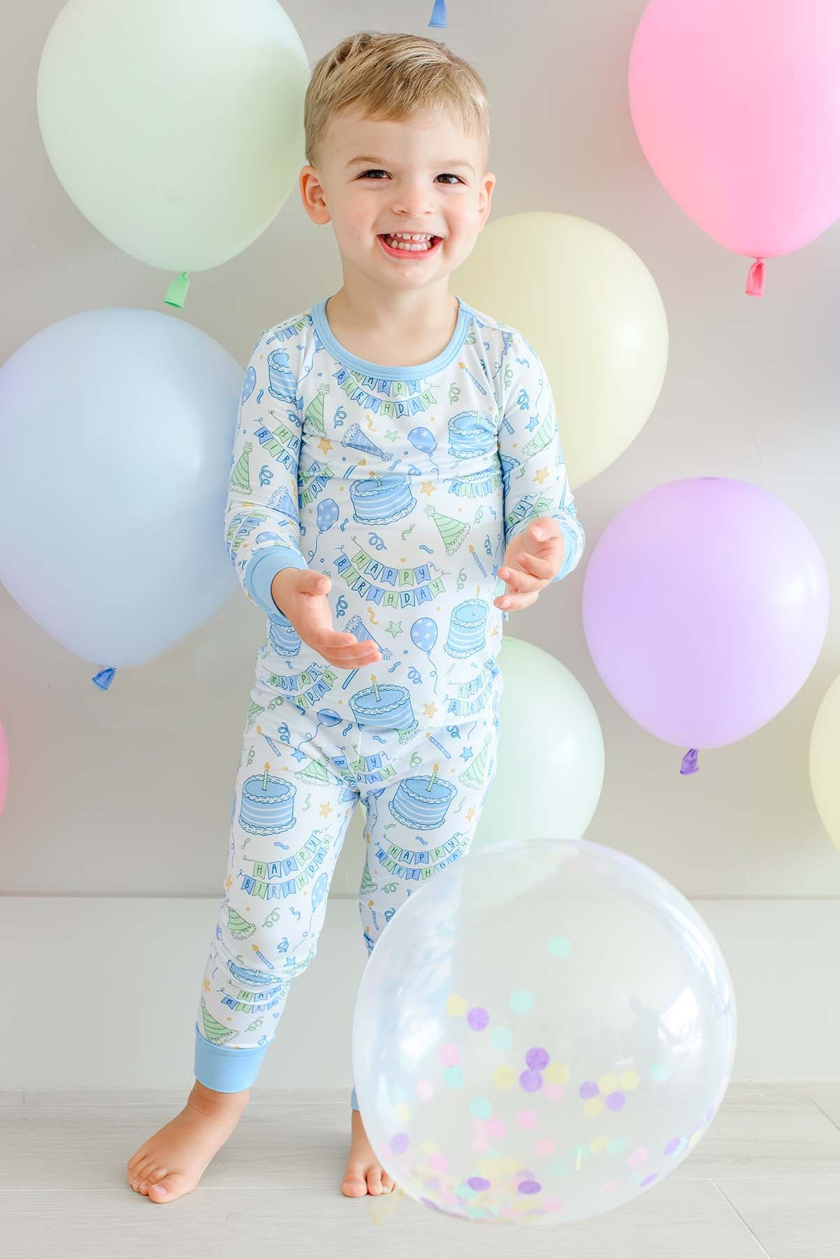 Two-Piece Bamboo Pajamas | Birthday Bash Blue