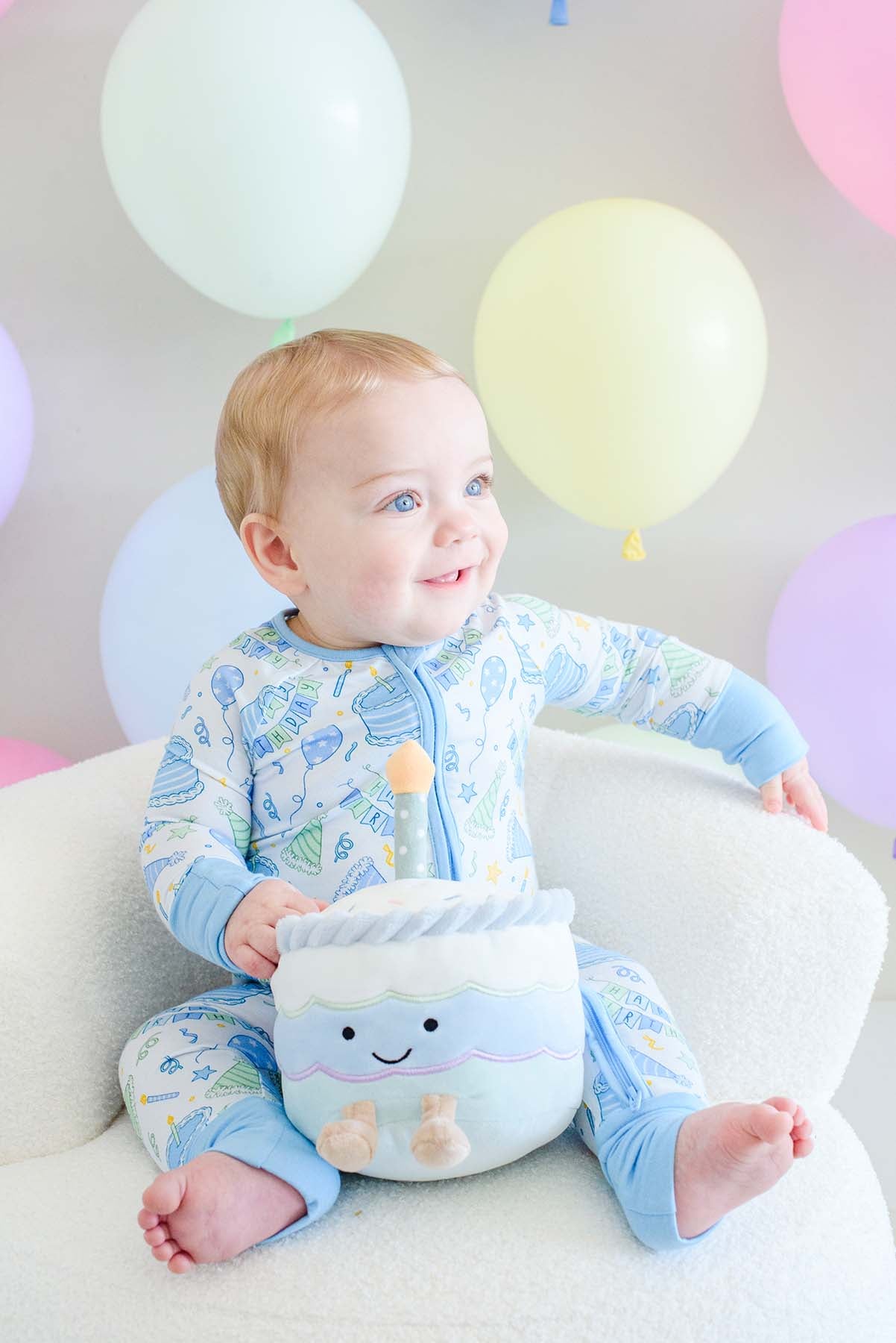 Bamboo Convertible Zipper Romper | Birthday Bash Blue