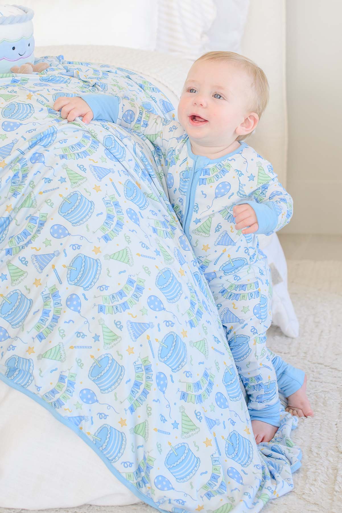 Double-Sided Bamboo Blanket | Birthday Bash Blue