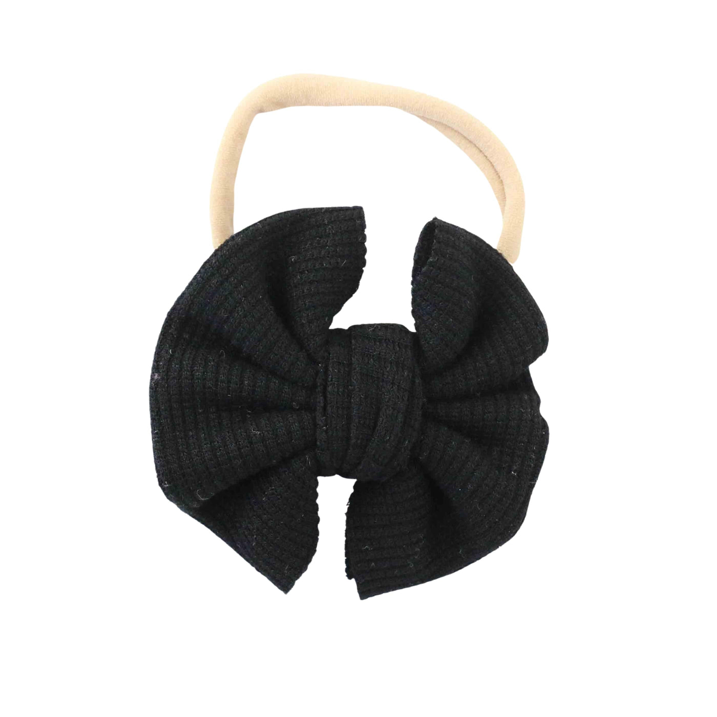 black waffle bow headband 