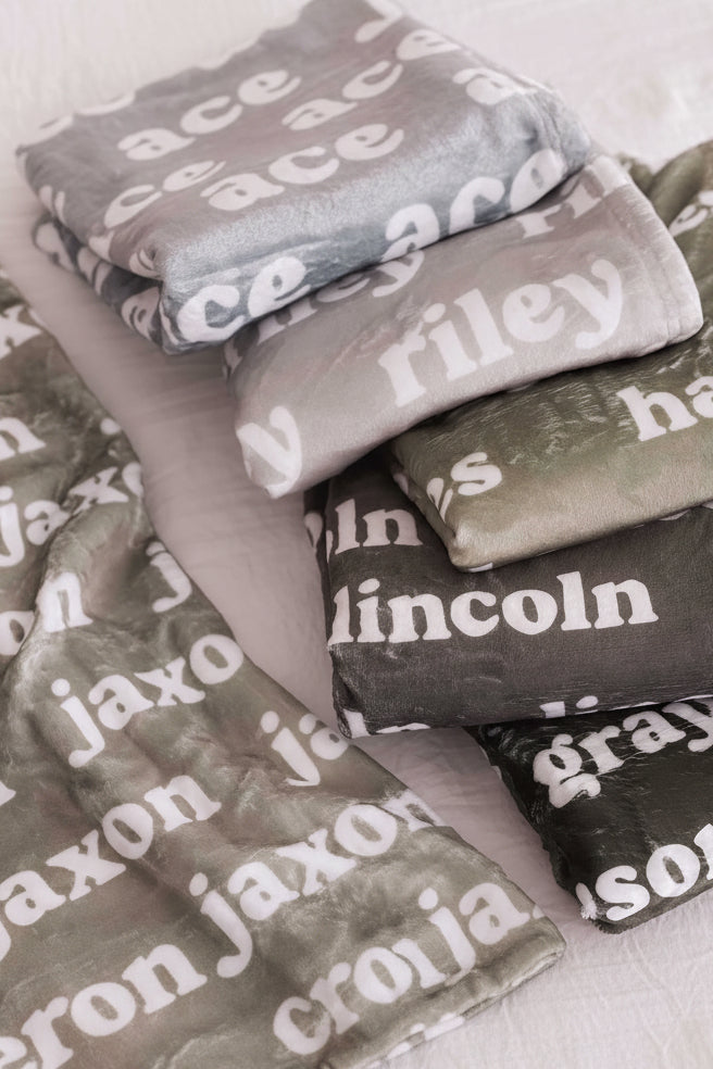 neutral green personalized color blanket 