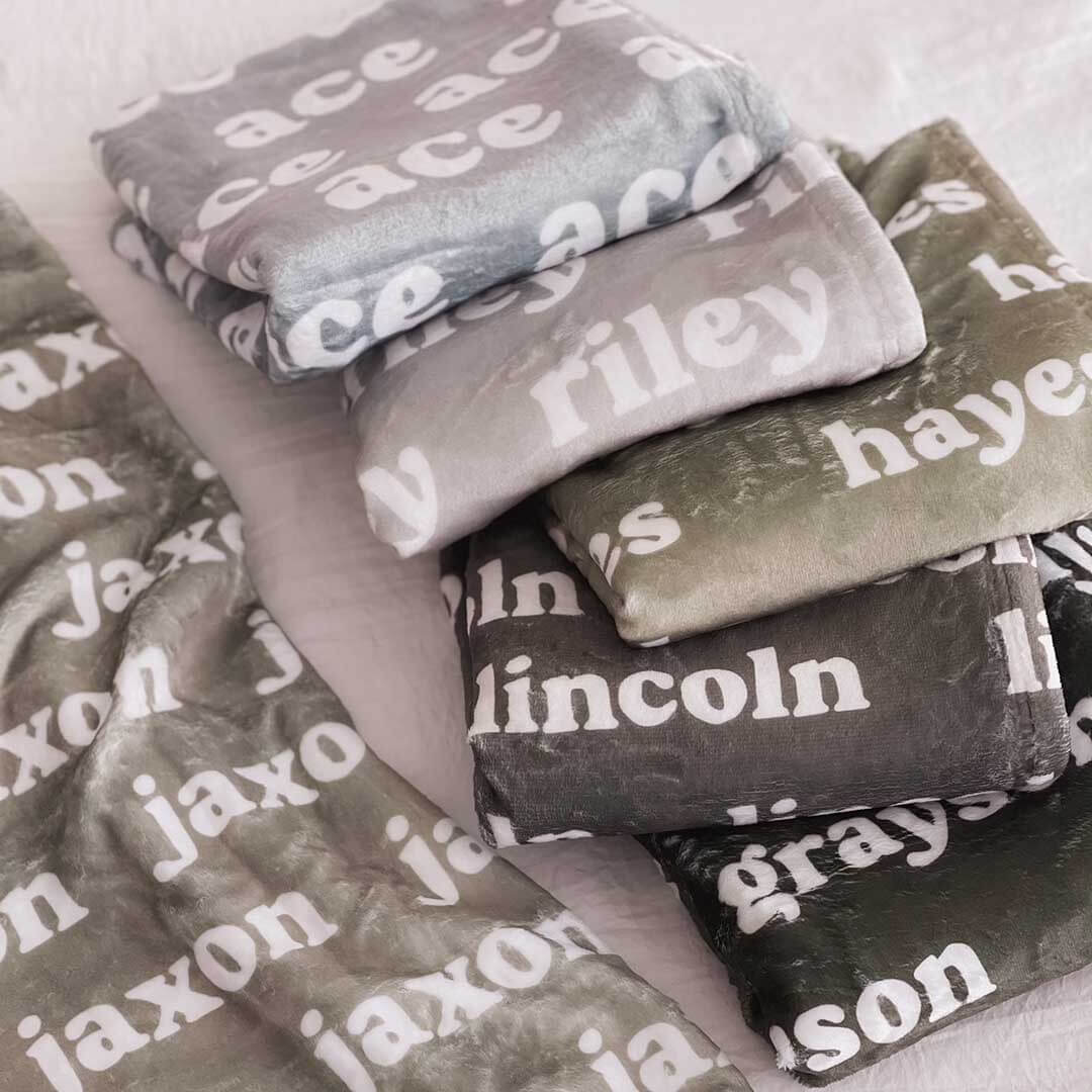 neutral green personalized color blankets 