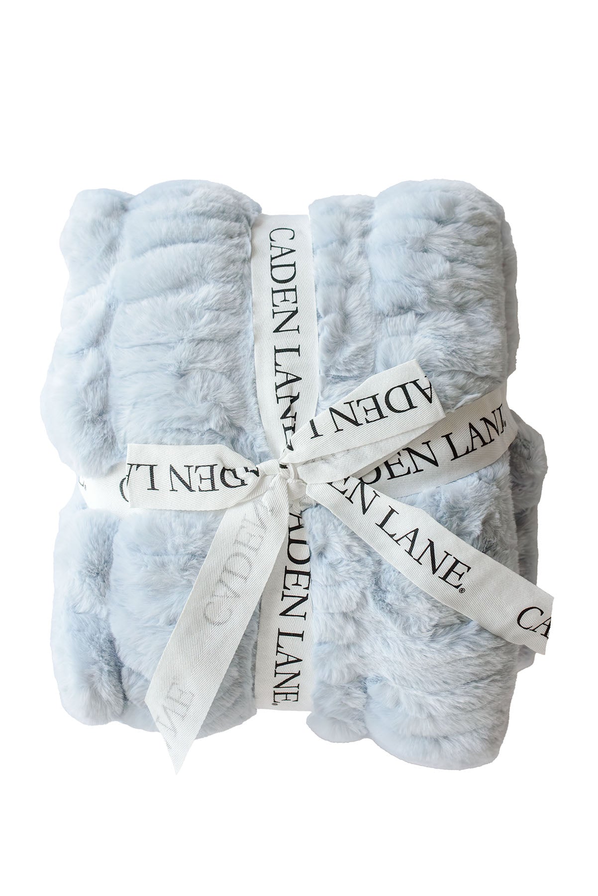 Double-Ruched Faux Fur Blanket | Ice