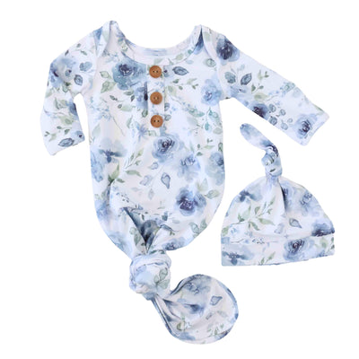 bailey's blue floral knot gown newborn 