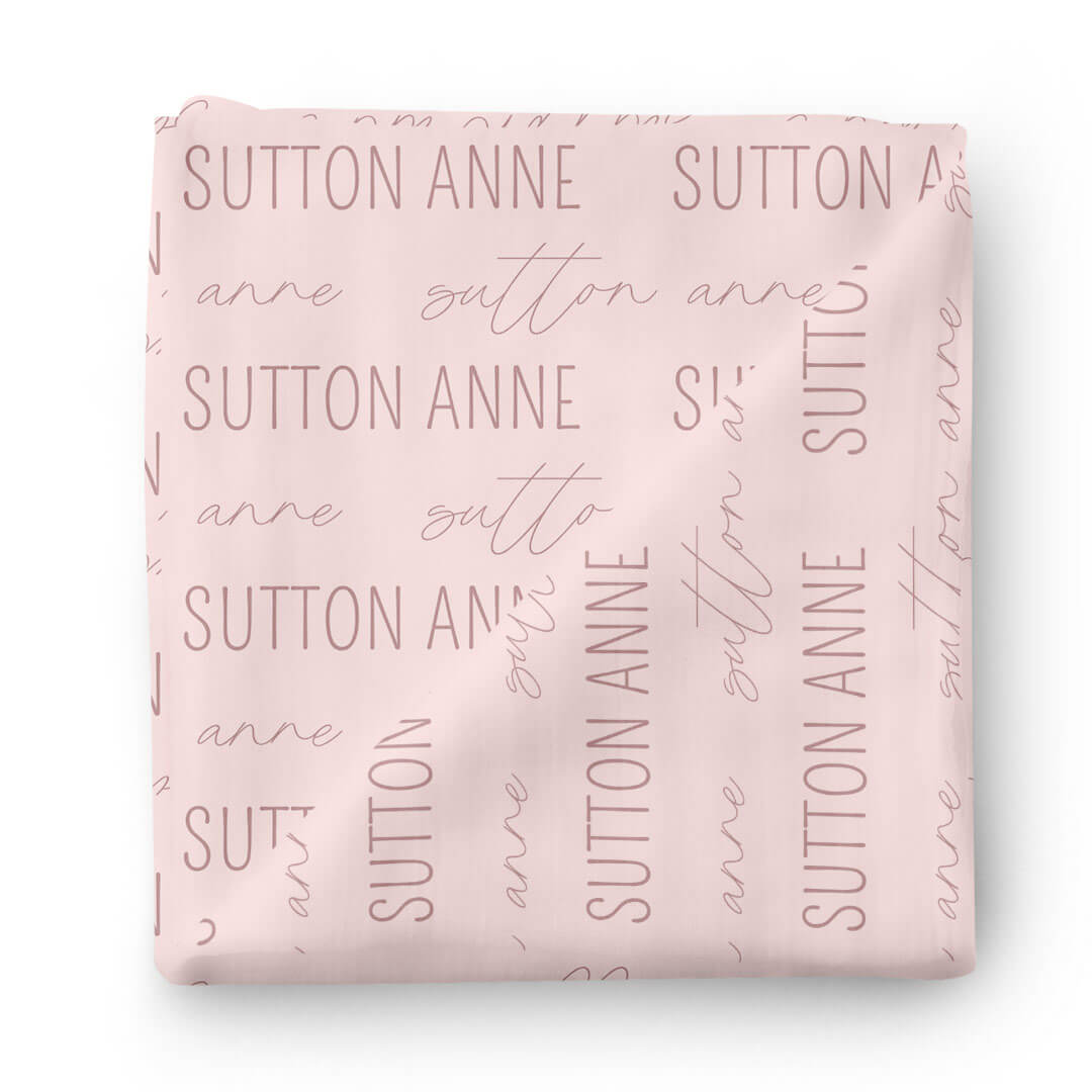 block and script personalized swaddle blanket 