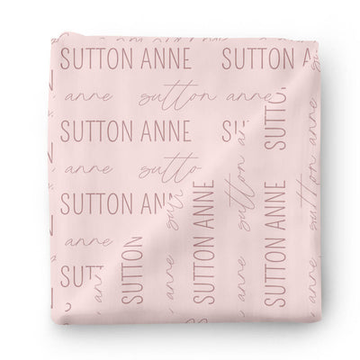 block and script personalized swaddle blanket 