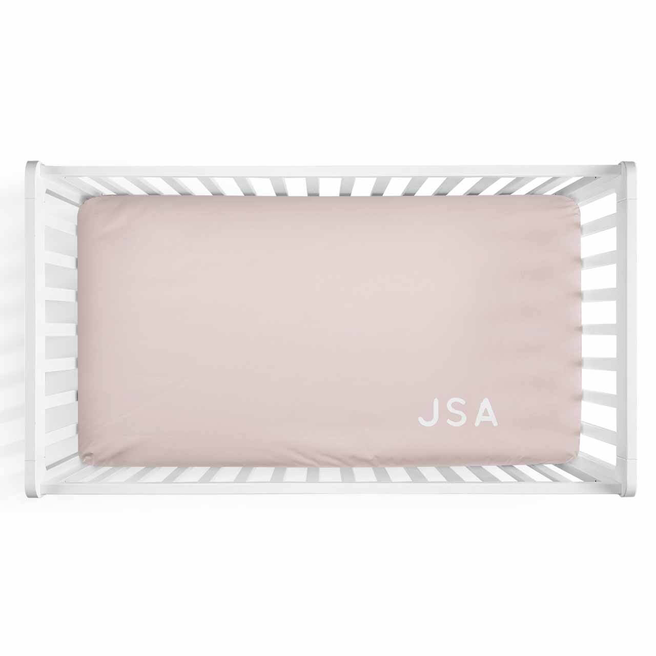 personalized crib sheet initial blush 