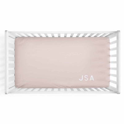personalized crib sheet initial blush 