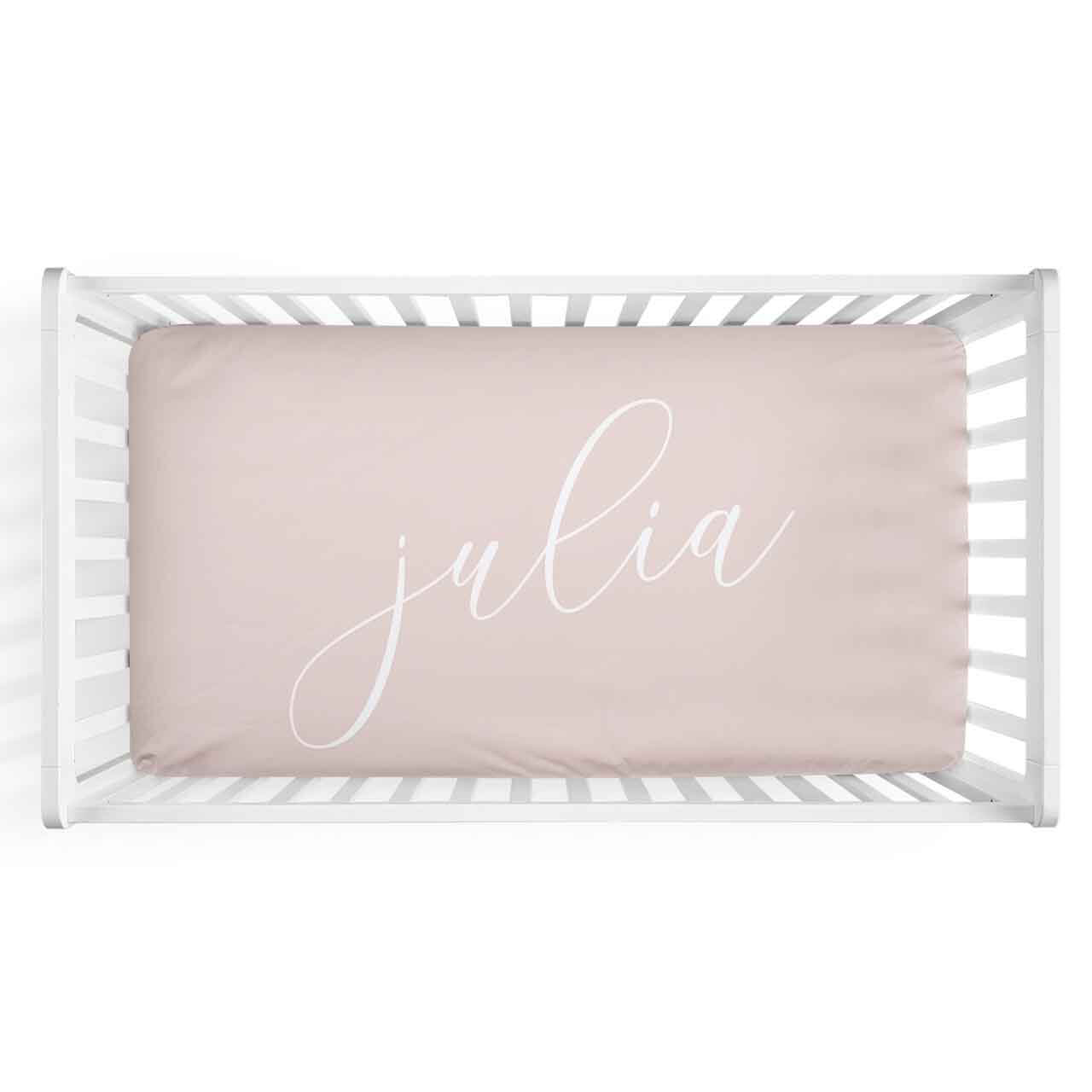 blush personalized crib sheet