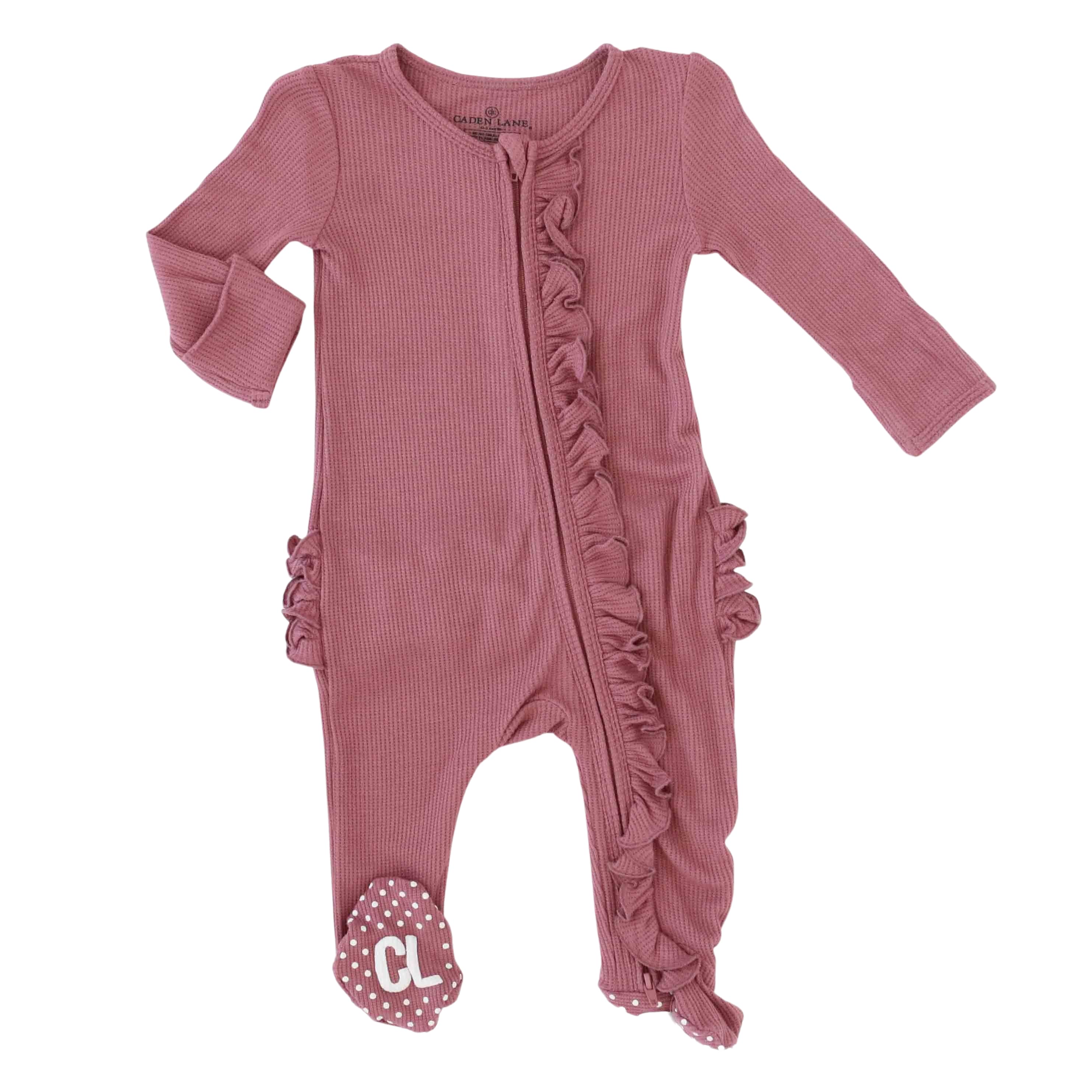 boysenberry zipper ruffle footie 