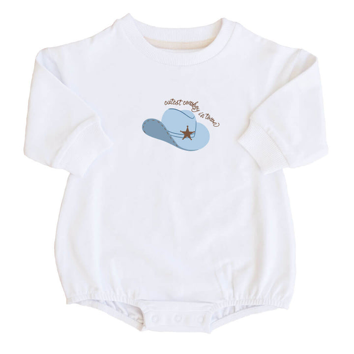 cutest cowboy in town graphic sweatshirt bubble romper for babies