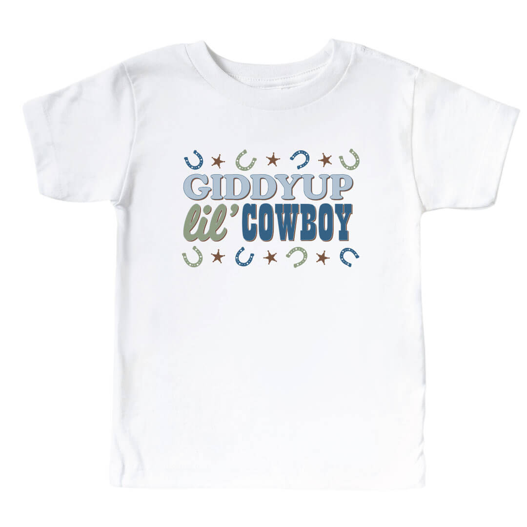 giddy up lil cowboy graphic tee shirt for kids 