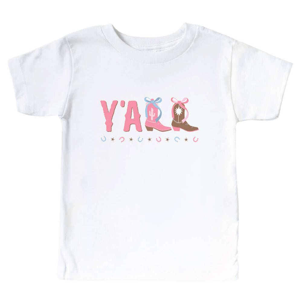 y'all cowgirl boot t-shirt for kids 