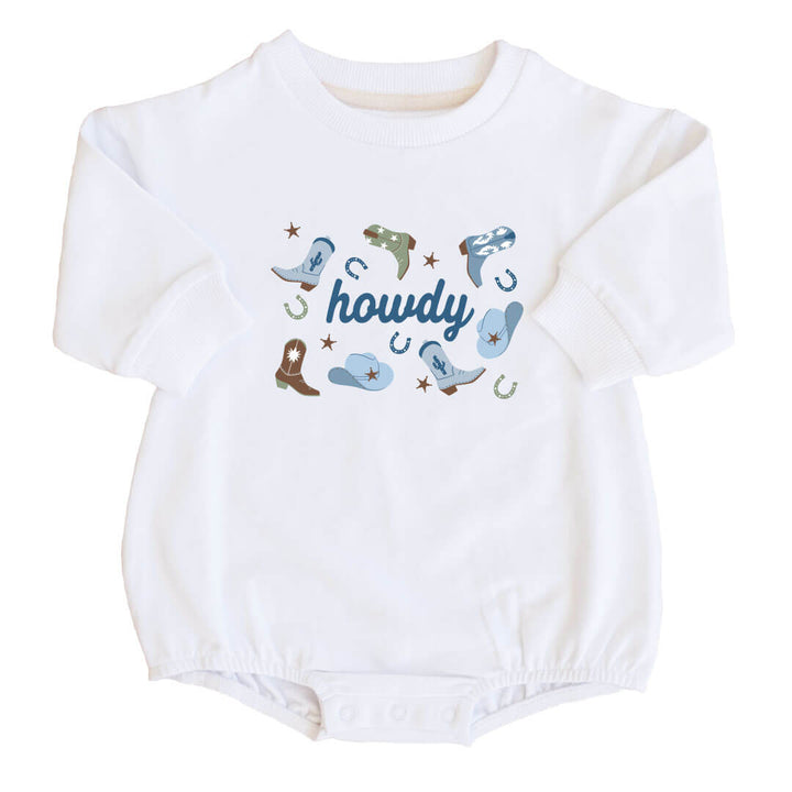 howdy cowboy graphic sweatshirt bubble romper