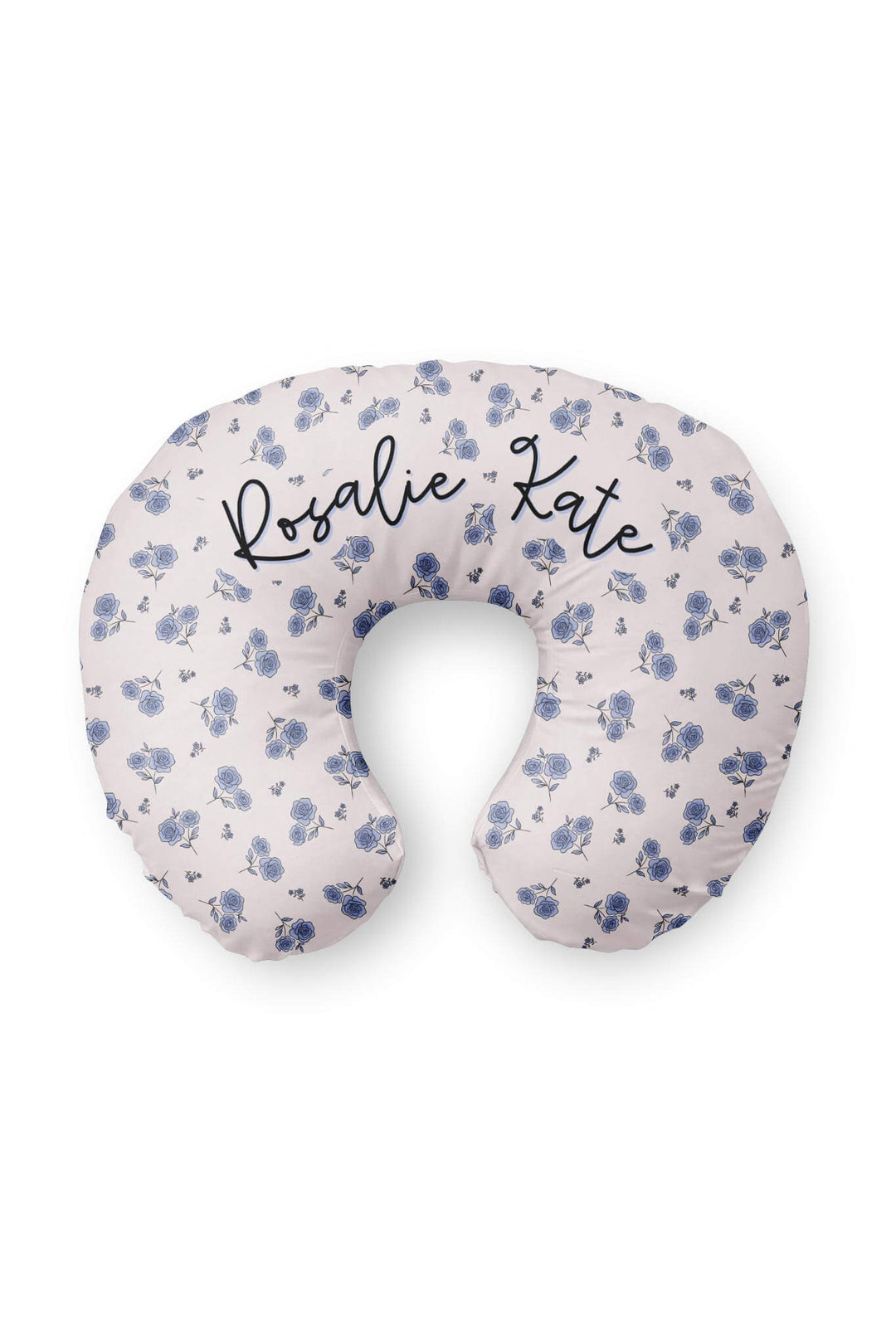 blue floral personalized nursing pillow cover 