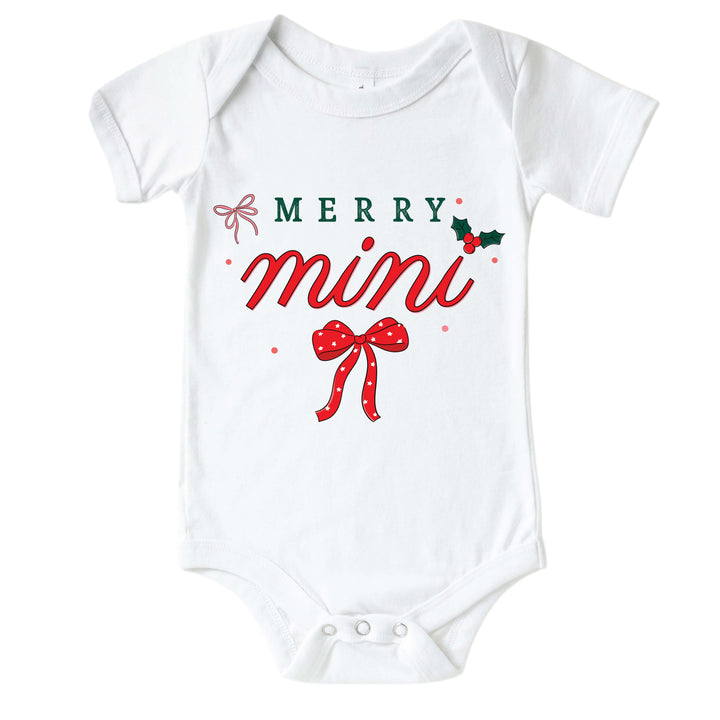 merry mini christmas graphic bodysuit for babies