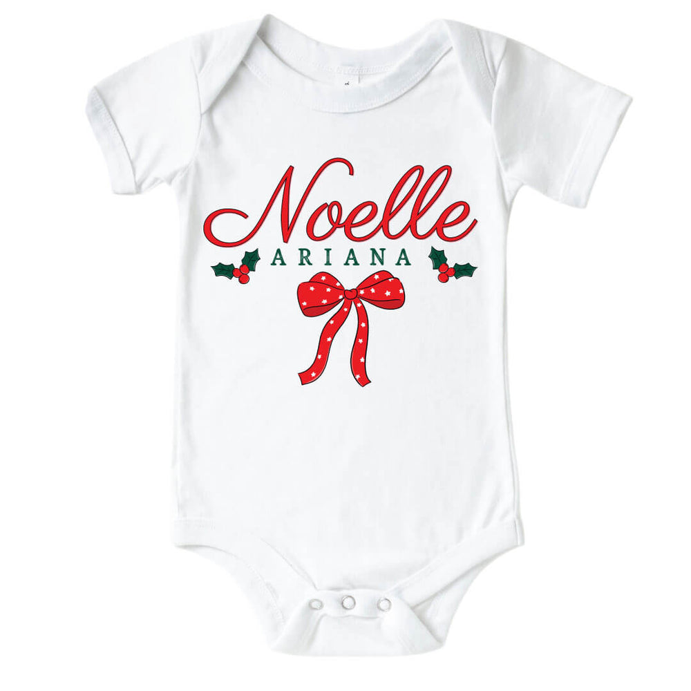 bow what fun personalized graphic bodysuit for baby girls christmas