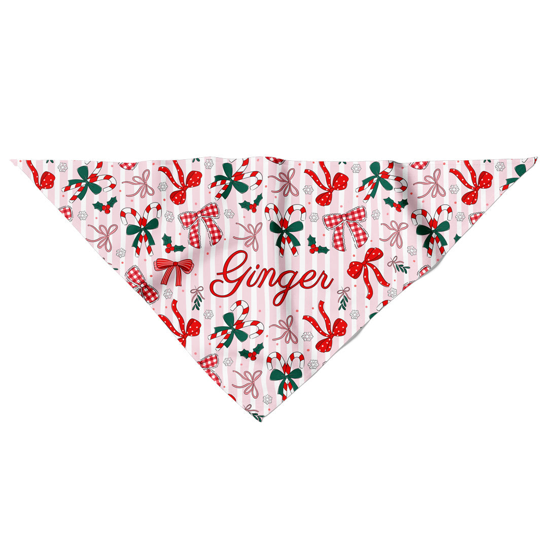 girly christmas bow personalized bandana for pets family matching 