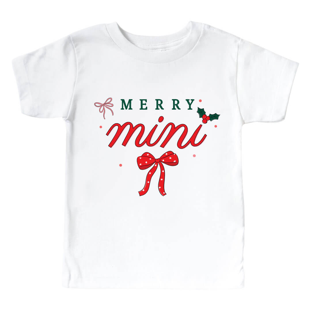 merry mini bow graphic tee for kids 