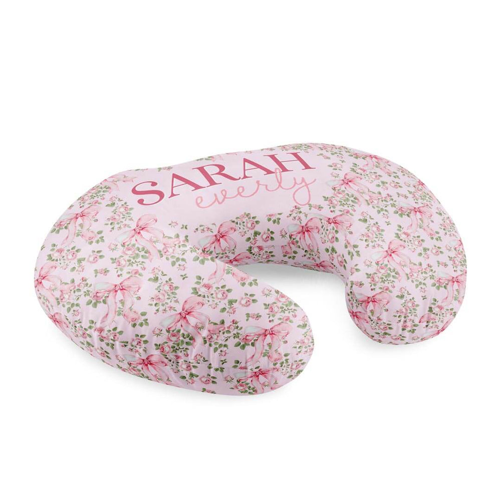 flower and bow personalized nursing pillow cover for babies 