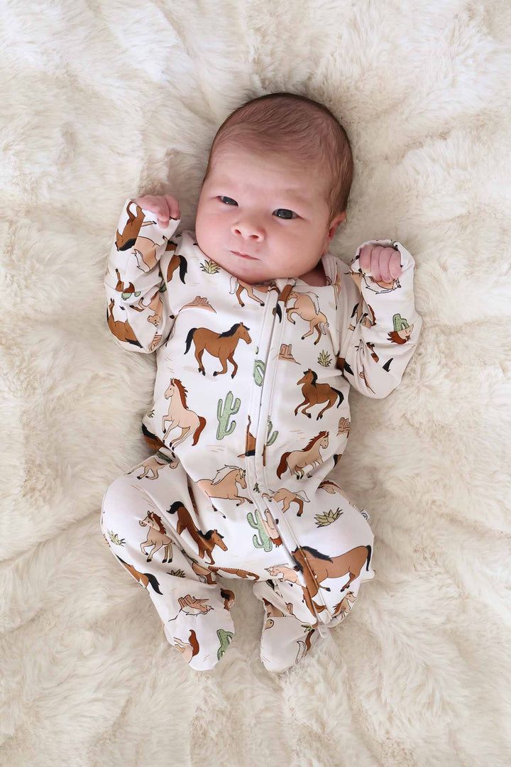 pony club zipper footie for baby boys 