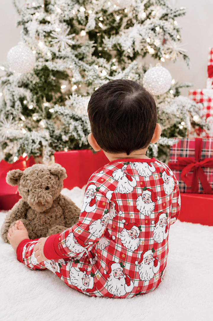 Boy Zip Romper with Santa Heads 