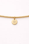 Engraved Circle Charm Beaded Bracelet