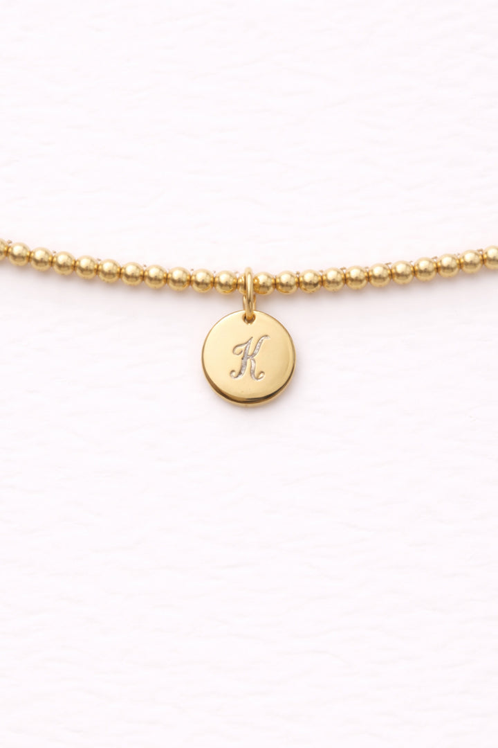 script font engraved beaded bracelet