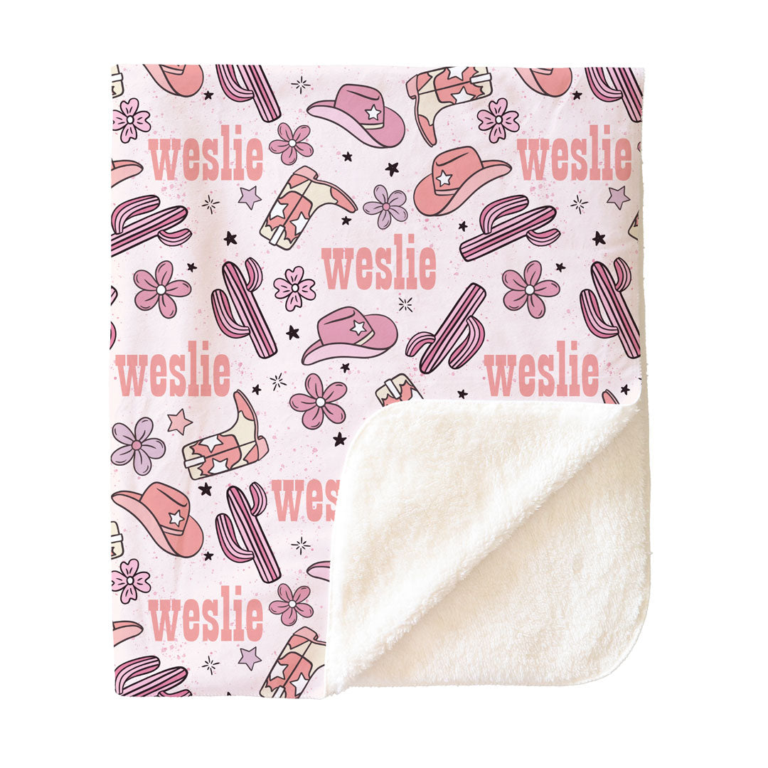 Buckaroo Cowgirl Personalized Kids Blanket