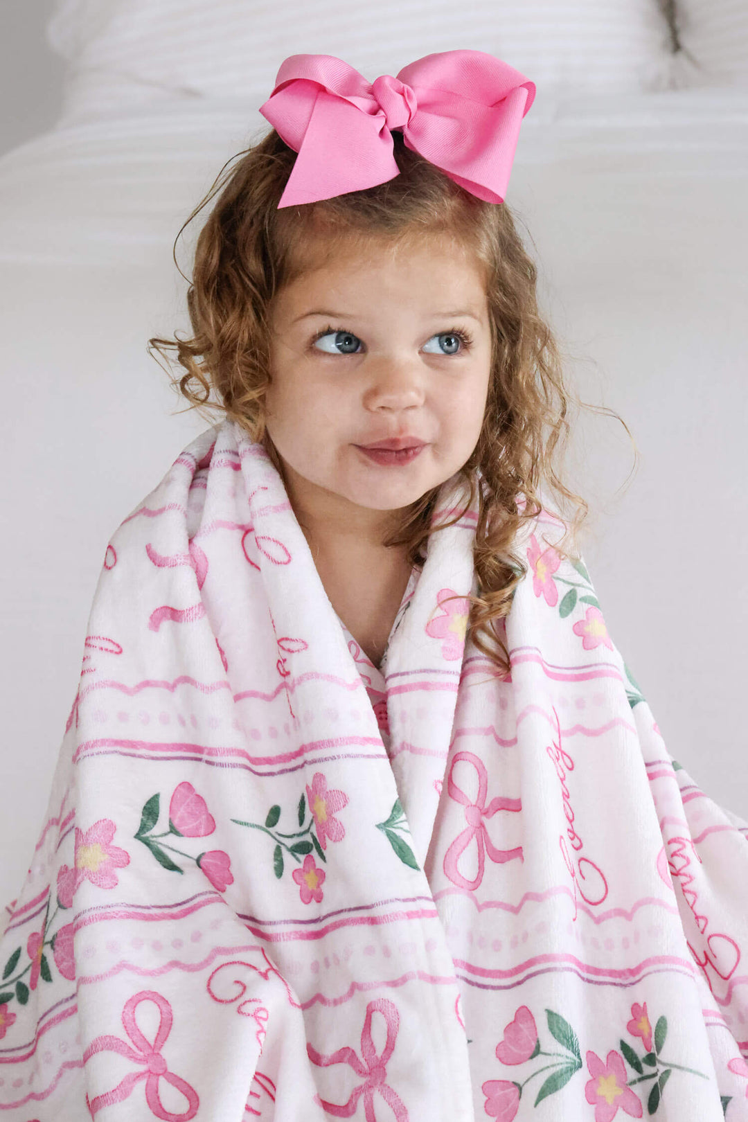 soft bamboo personalized kids blanket in coquette garden print