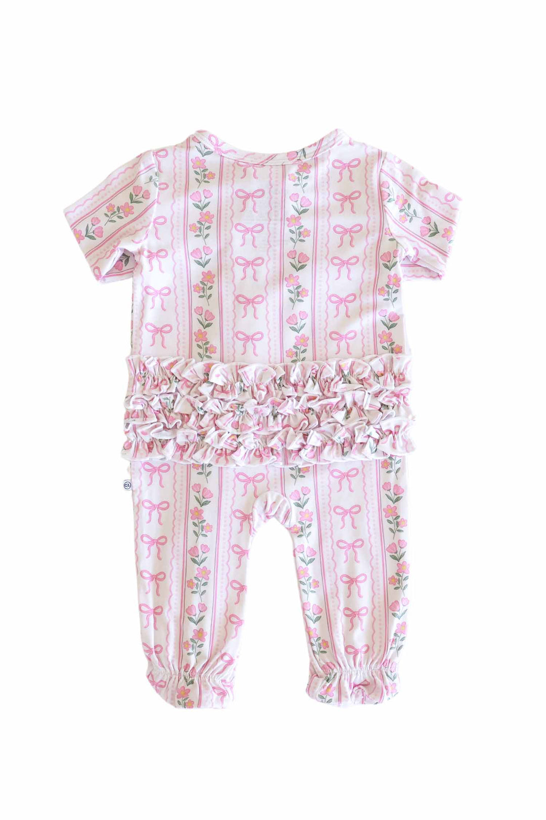 caden lane coquette garden ruffle zipper footie with bows and blooms for newborns