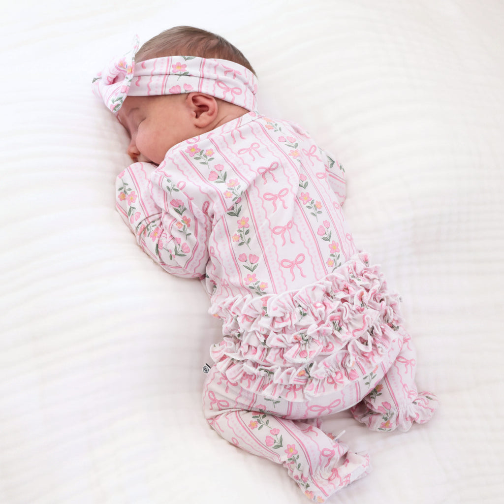 coquette garden ruffle footie square