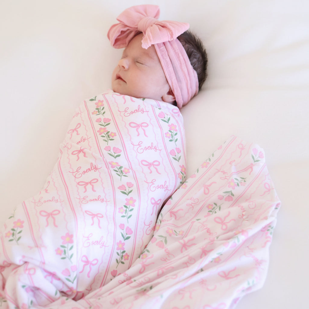 coquette garden personalized swaddle square