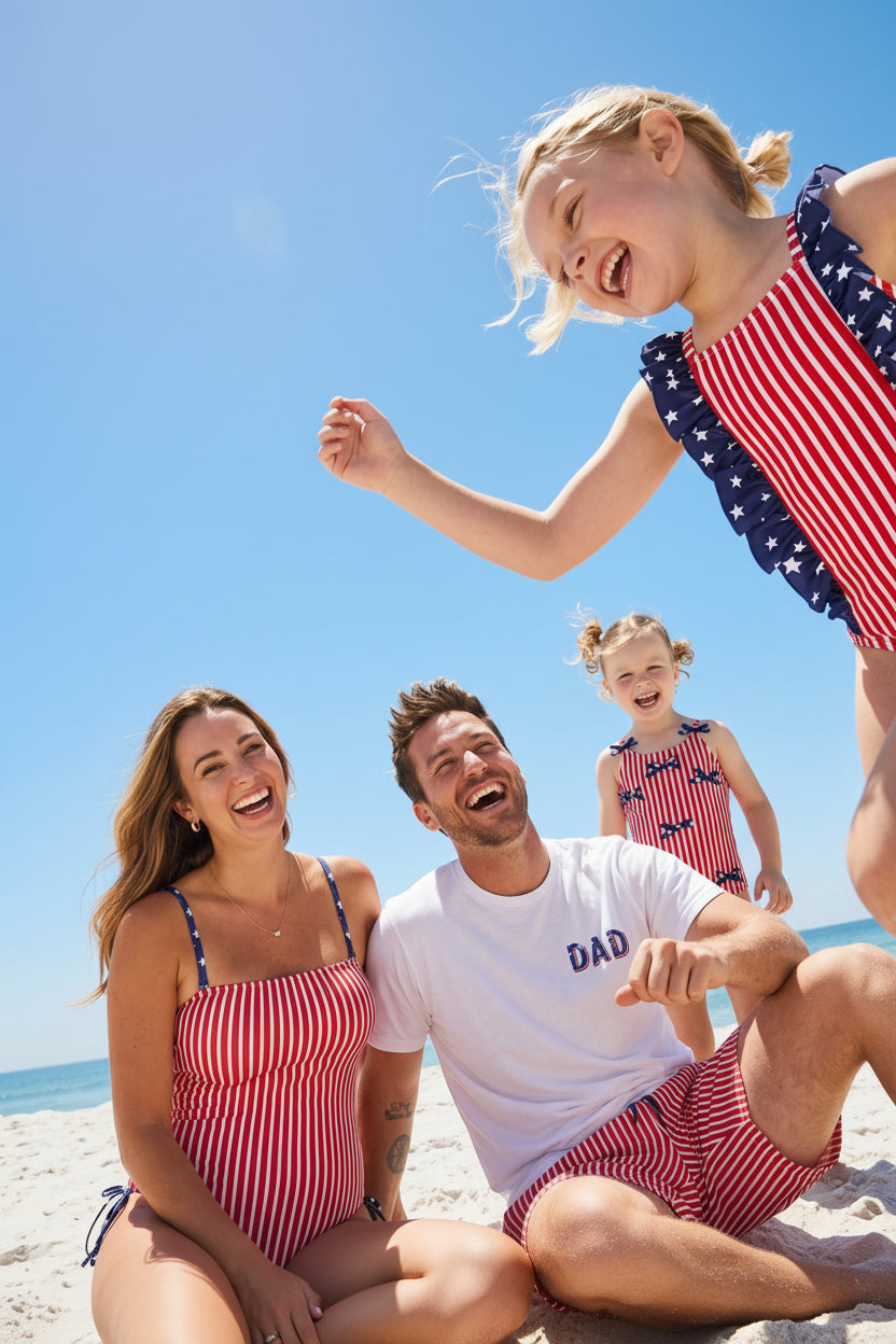 family matching 4th of july swimsuits 