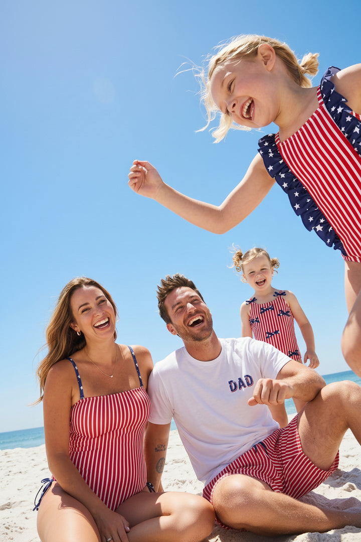 family matching 4th of july swimsuits 