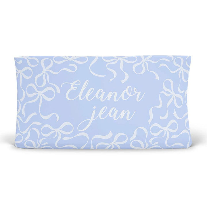 blue-tiful bows personalized changing pad cover 