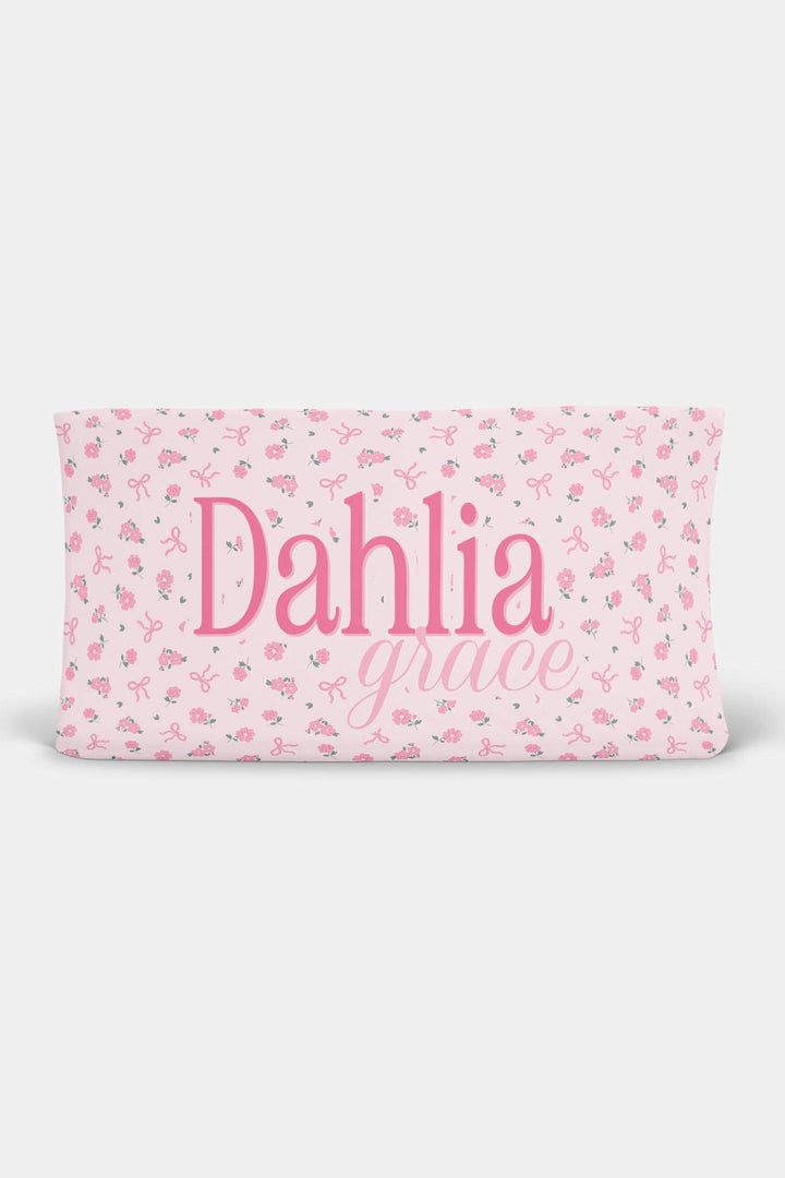 ribbon and roses pink personalized swaddle blanket 