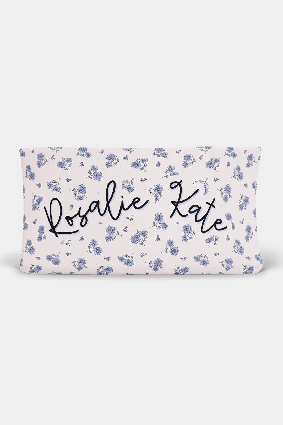 blue floral personalized changing pad cover