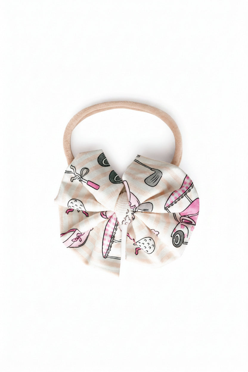 caddie crew pink knit bow headband 