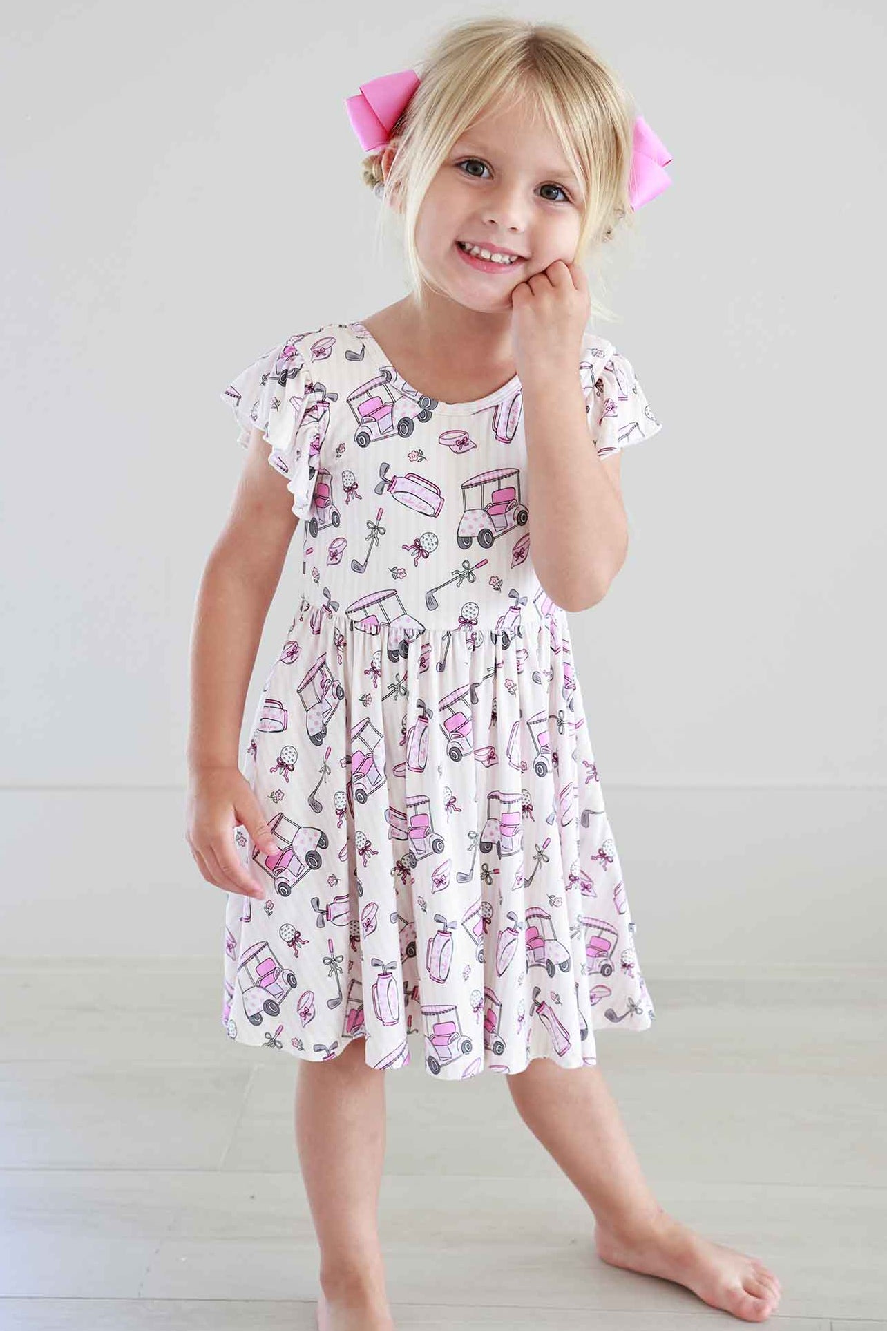 Ruffle Twirl Dress | Caddie Crew Pink